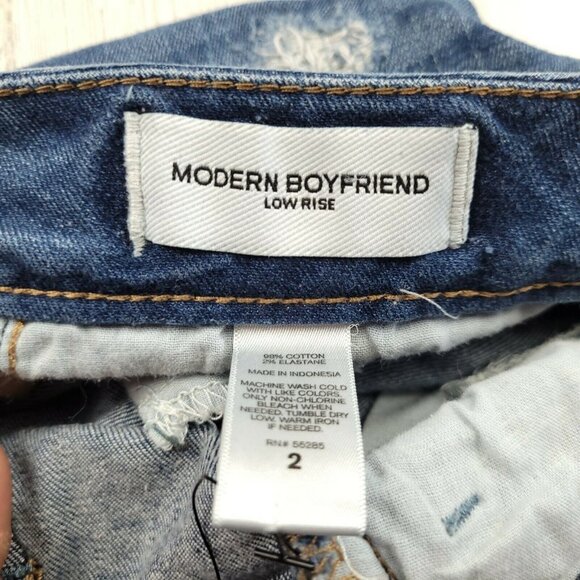 Express Women's Blue Distressed Modern Boyfriend Relaxed Fit Jeans Size 2 EUC - Picture 6 of 8